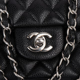 Chanel Quilted Caviar Leather Palladium Medium Double Flap Shoulder Bag