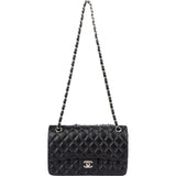 Chanel Quilted Caviar Leather Palladium Medium Double Flap Shoulder Bag