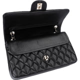 Chanel Quilted Caviar Leather Palladium Medium Double Flap Shoulder Bag