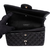 Chanel Quilted Caviar Leather Palladium Medium Double Flap Shoulder Bag