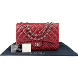 Chanel Quilted Caviar Leather Palladium Jumbo Single Flap Crossbody Bag