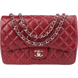 Chanel Quilted Caviar Leather Palladium Jumbo Single Flap Crossbody Bag