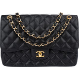 Chanel Quilted Caviar Leather Jumbo Double Flap Crossbody Bag