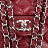 Chanel Quilted Caviar Leather Palladium Jumbo Single Flap Crossbody Bag