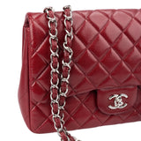 Chanel Quilted Caviar Leather Palladium Jumbo Single Flap Crossbody Bag