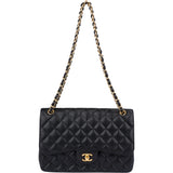 Chanel Quilted Caviar Leather Jumbo Double Flap Crossbody Bag