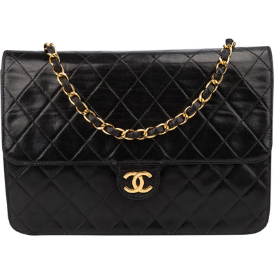 Chanel Quilted Lambskin 24K Gold Single Flap Shoulder Bag