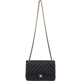 Chanel Quilted Caviar Leather Jumbo Double Flap Crossbody Bag