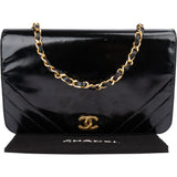 Chanel Patent Leather 24K Gold Single Flap Shoulder Bag
