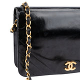 Chanel Patent Leather 24K Gold Single Flap Shoulder Bag
