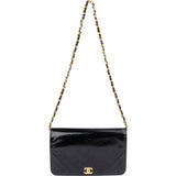 Chanel Patent Leather 24K Gold Single Flap Shoulder Bag