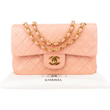 Chanel Quilted Lambskin 24K Gold Small Double Flap Crossbody Bag