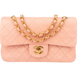 Chanel Quilted Lambskin 24K Gold Small Double Flap Crossbody Bag