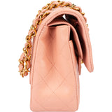 Chanel Quilted Lambskin 24K Gold Small Double Flap Crossbody Bag