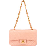 Chanel Quilted Lambskin 24K Gold Small Double Flap Crossbody Bag