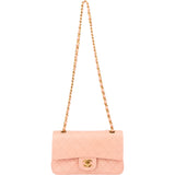 Chanel Quilted Lambskin 24K Gold Small Double Flap Crossbody Bag