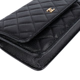 Chanel Quilted Caviar Leather Wallet On Chain Crossbody Bag