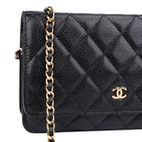 Chanel Quilted Caviar Leather Wallet On Chain Crossbody Bag