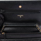 Chanel Quilted Caviar Leather Wallet On Chain Crossbody Bag