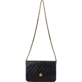 Chanel Quilted Lambskin 24k Gold Single Flap Crossbody Bag