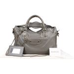 Balenciaga Grey Leather City Handbag - vintageandkickz
