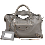 Balenciaga Grey Leather City Handbag - vintageandkickz