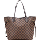 Louis Vuitton Damier Ebene Monogram Neverfull MM Shopper Handbag