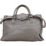 Balenciaga Grey Leather City Handbag - vintageandkickz