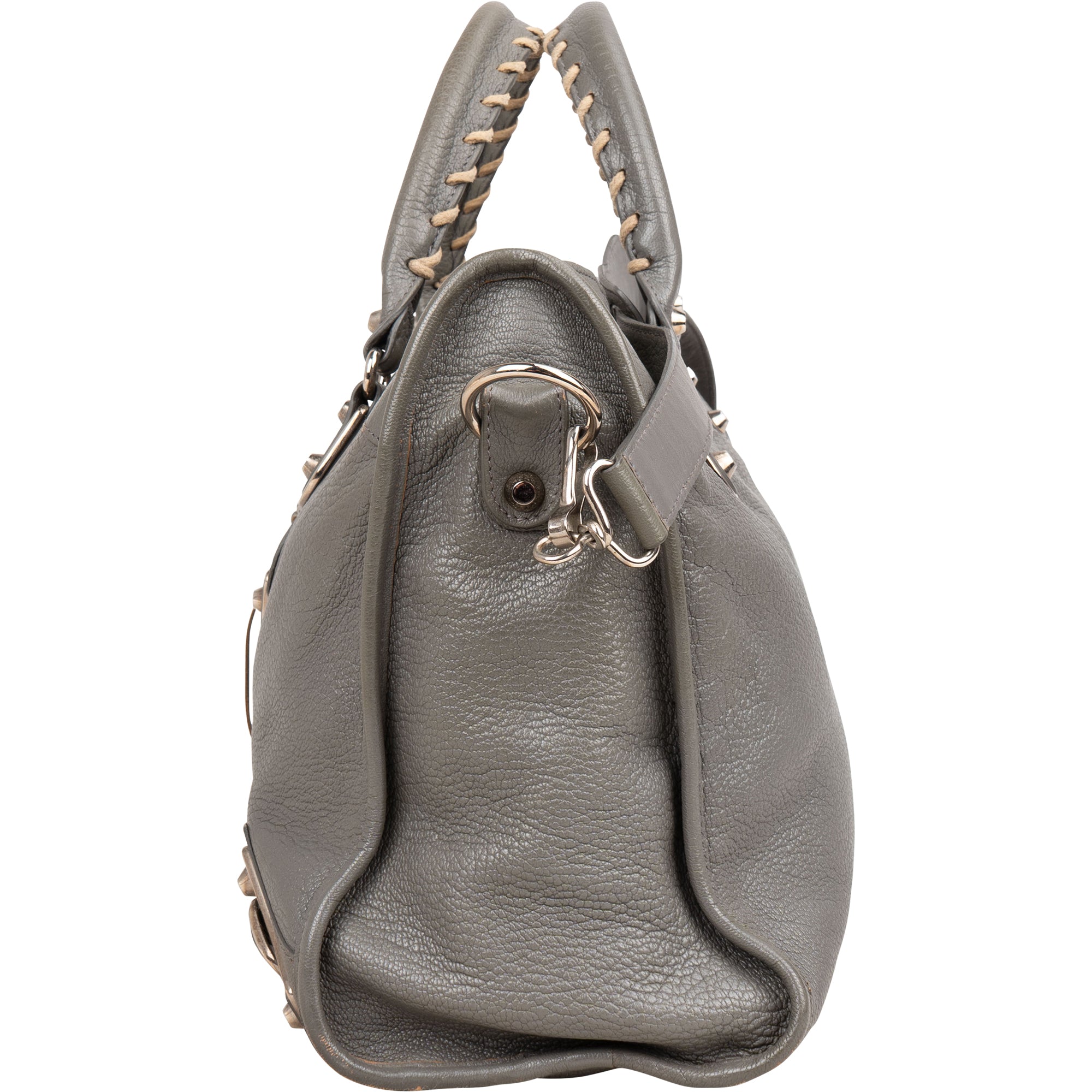 Balenciaga Grey Leather City Handbag - vintageandkickz