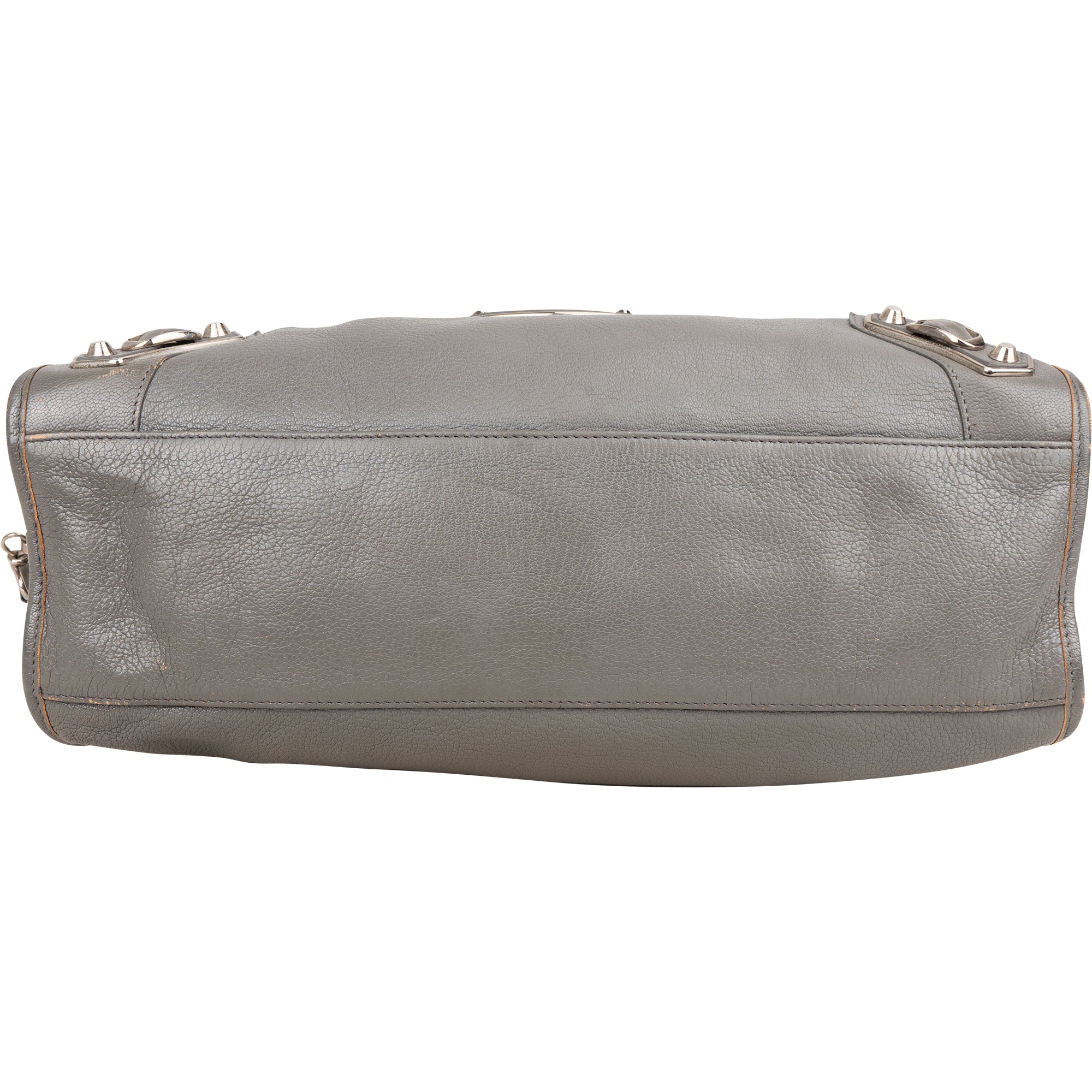 Balenciaga Grey Leather City Handbag - vintageandkickz