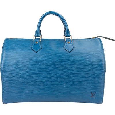 Louis Vuitton Bleu Epi Leather Speedy 35 Handbag
