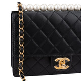 Chanel Quilted Lambskin Pearl Single Flap Crossbody Bag