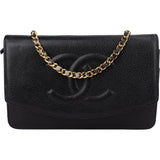 Chanel Caviar Leather CC Wallet On Chain Crossbody Bag