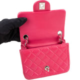 Chanel Quilted Lambskin Palladium Square Single Flap Crossbody Bag