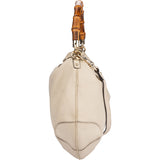 Gucci White Leather Bamboo Hobo Bag