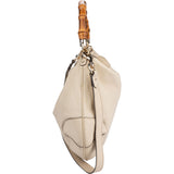 Gucci White Leather Bamboo Hobo Bag