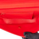 Chanel Rouge Cotton 24K Gold Halfmoon Single Flap Shoulder Bag