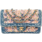 Chanel Denim Quilted Tweed Medium Double Flap Crossbody Bag