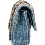 Chanel Denim Quilted Tweed Medium Double Flap Crossbody Bag
