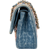 Chanel Denim Quilted Tweed Medium Double Flap Crossbody Bag