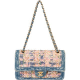Chanel Denim Quilted Tweed Medium Double Flap Crossbody Bag
