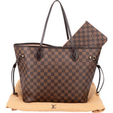 Louis Vuitton Damier Ebene Monogram Neverfull MM Shopper Handbag