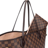 Louis Vuitton Damier Ebene Monogram Neverfull MM Shopper Handbag