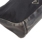 Prada Black Nylon Triangle Metal Hobo Bag
