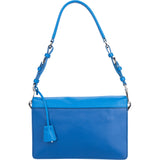 Prada Blue Saffiano Leather Single Flap Shoulder Bag