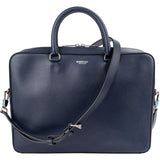 Burberry Blue Pebbled Leather Briefcase Handbag