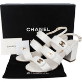 Chanel White Leather Triple Turnlock Sandals (37,5)