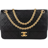 Chanel Quilted Lambskin 24K Gold Double Flap Shoulder Bag