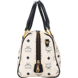 MCM White Visetos Monogram Boston Handbag