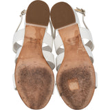 Chanel White Leather Triple Turnlock Sandals (37,5)